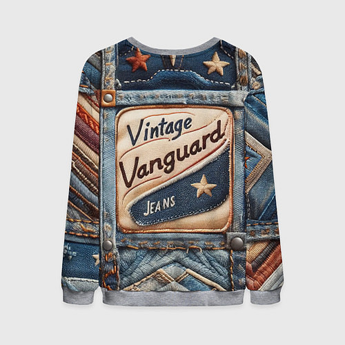 Мужской свитшот Vintage vanguard jeans - patchwork / 3D-Меланж – фото 2