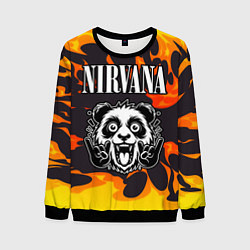 Свитшот мужской Nirvana рок панда и огонь, цвет: 3D-черный