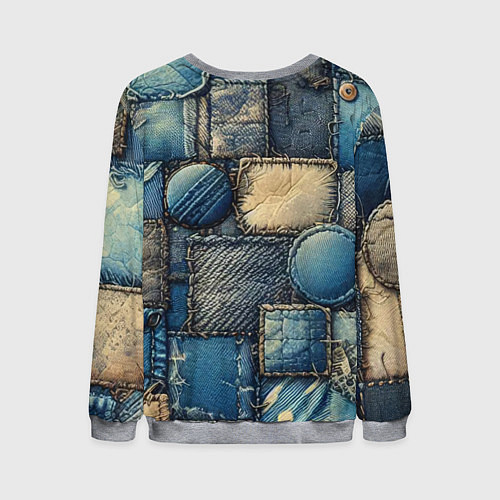 Мужской свитшот Denim patchwork - ai art / 3D-Меланж – фото 2