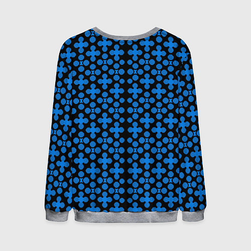 Мужской свитшот Синие четырёхлистники на чёрном фоне / 3D-Меланж – фото 2