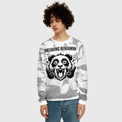 Свитшот мужской Breaking Benjamin рок панда на светлом фоне, цвет: 3D-белый — фото 2