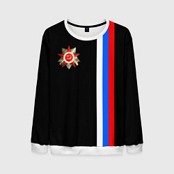 Свитшот мужской Великая отечественная - триколор полосы, цвет: 3D-белый