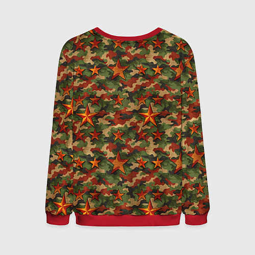 Мужской свитшот Камуфляж со звездами СССР / 3D-Красный – фото 2