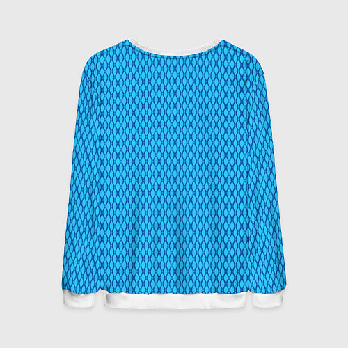 Мужской свитшот Паттерн яркий сине-голубой / 3D-Белый – фото 2