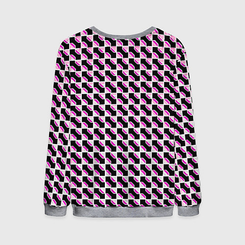 Мужской свитшот Чёрно-розовые ячейки / 3D-Меланж – фото 2