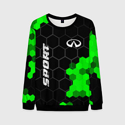 Свитшот мужской Infiniti green sport hexagon, цвет: 3D-черный