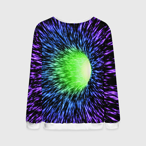 Мужской свитшот Червоточина - градиентные лучи со свечением / 3D-Белый – фото 2