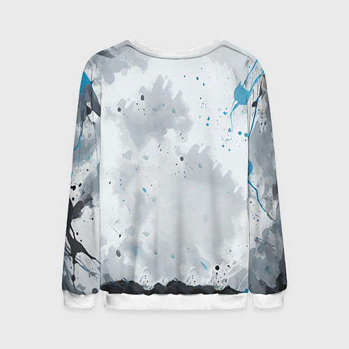 Мужской свитшот Ворон с чёрно-голубым оперением / 3D-Белый – фото 2