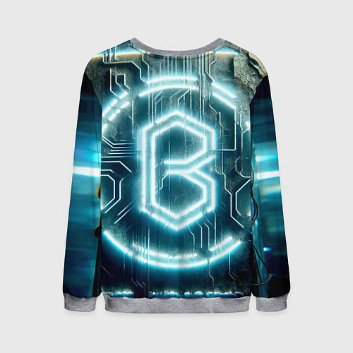 Мужской свитшот Неоновая вывеска - свечение / 3D-Меланж – фото 2