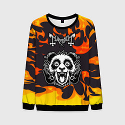 Свитшот мужской Mayhem рок панда и огонь, цвет: 3D-черный