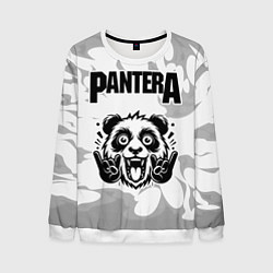 Мужской свитшот Pantera рок панда на светлом фоне