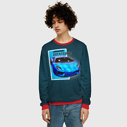 Свитшот мужской Спортивная итальянская машина Lamborghini Aventado, цвет: 3D-красный — фото 2