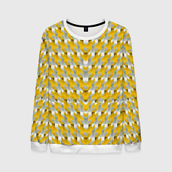 Свитшот мужской Жёлто-белый паттерн, цвет: 3D-белый