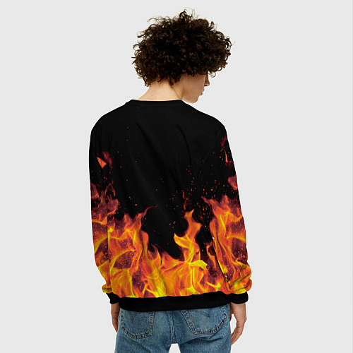 Мужской свитшот Гриша - имя в огне / 3D-Черный – фото 4
