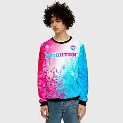 Свитшот мужской Brighton neon gradient style посередине, цвет: 3D-черный — фото 2