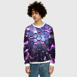 Свитшот мужской Плиты с сиреневым неоновым свечением, цвет: 3D-белый — фото 2