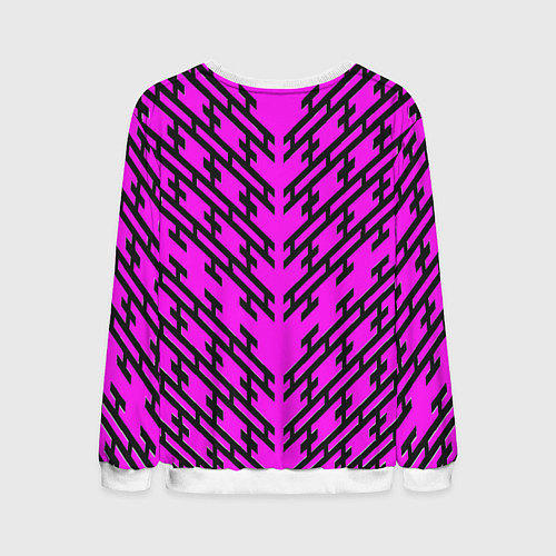 Мужской свитшот Чёрные полосы на розовом фоне / 3D-Белый – фото 2