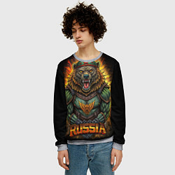Свитшот мужской Мощный военный медведь СССР, цвет: 3D-меланж — фото 2