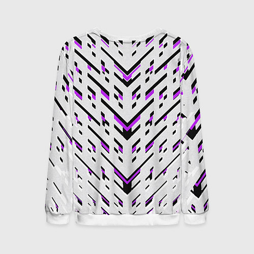 Мужской свитшот Black and purple stripes on a white background / 3D-Белый – фото 2