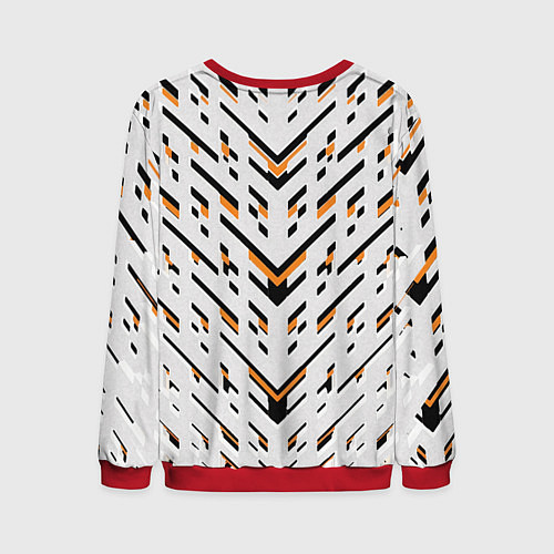 Мужской свитшот Чёрные и жёлтые полосы на белом фоне / 3D-Красный – фото 2