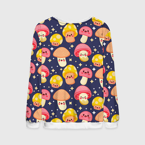 Мужской свитшот Веселые грибочки паттерн / 3D-Белый – фото 2