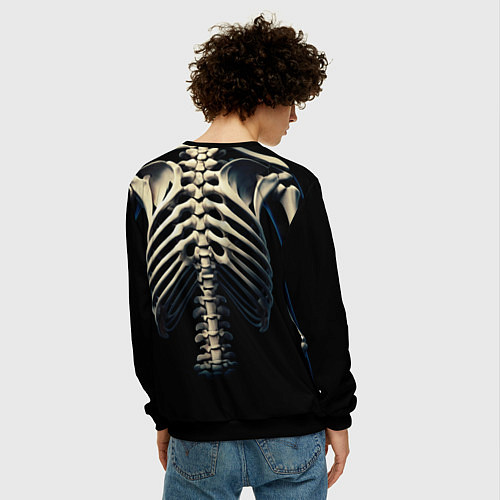 Мужской свитшот Человеческий скелет на черном фоне / 3D-Черный – фото 4