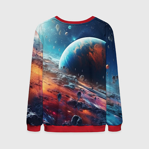 Мужской свитшот Космос фантастическая планета / 3D-Красный – фото 2