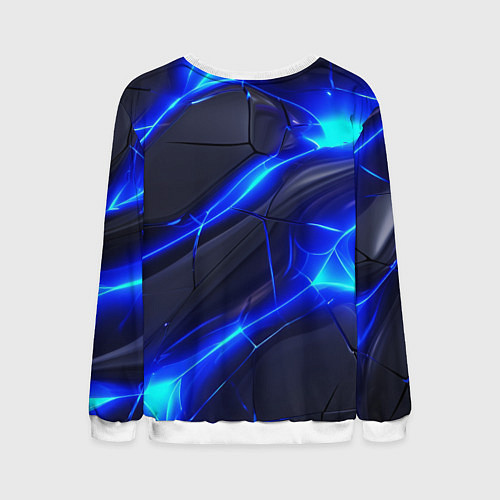 Мужской свитшот Яркое синее свечение и плиты / 3D-Белый – фото 2