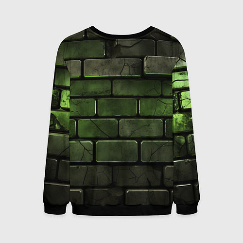 Мужской свитшот Зеленые неоновые кирпичи / 3D-Черный – фото 2