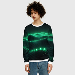 Свитшот мужской Круглый зеленый мистический фон, цвет: 3D-белый — фото 2