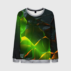 Свитшот мужской Зеленая абстрактная неоновая текстура, цвет: 3D-меланж