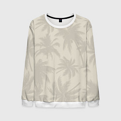 Свитшот мужской Бежевые пальмы паттерн, цвет: 3D-белый