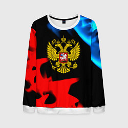 Свитшот мужской Россия герб огненый стиль, цвет: 3D-белый