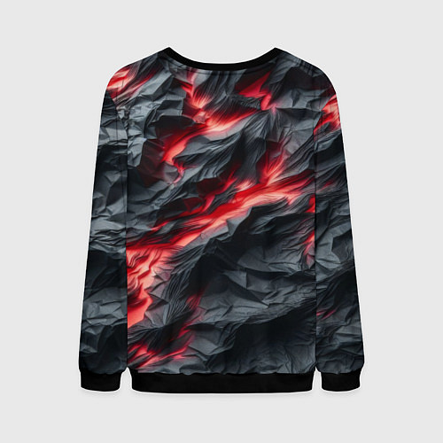 Мужской свитшот Раскаленная лава на горных камнях / 3D-Черный – фото 2