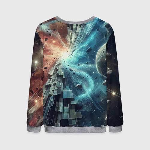 Мужской свитшот Рождение новой планеты - неоновое свечение / 3D-Меланж – фото 2