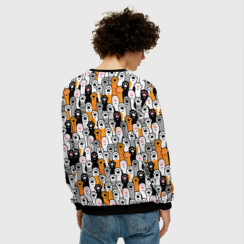 Мужской свитшот Кошачьи лапы / 3D-Черный – фото 4