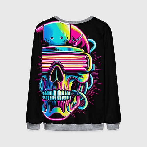 Мужской свитшот Cyber skull - ai art neon / 3D-Меланж – фото 2