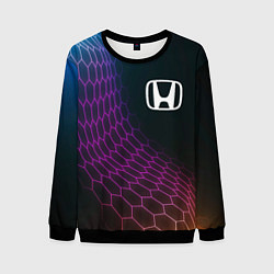 Свитшот мужской Honda neon hexagon, цвет: 3D-черный