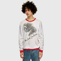 Свитшот мужской Портрет Майкла Джексона рисунок карандашом, цвет: 3D-красный — фото 2
