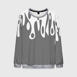 Свитшот мужской Потеки белой краски на сером фоне, цвет: 3D-меланж