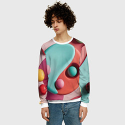 Свитшот мужской Пластилиновый медальон с шариками, цвет: 3D-белый — фото 2