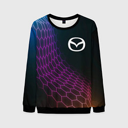 Свитшот мужской Mazda neon hexagon, цвет: 3D-черный
