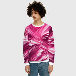 Свитшот мужской Розовые ломанные линии, цвет: 3D-белый — фото 2