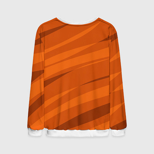 Мужской свитшот Тёмный оранжевый полосами / 3D-Белый – фото 2