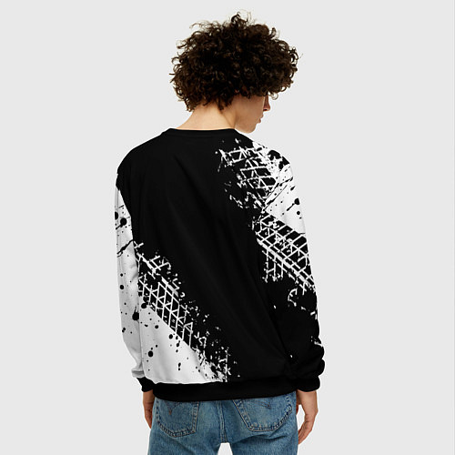 Мужской свитшот Ленд Ровер: следы от шин / 3D-Черный – фото 4