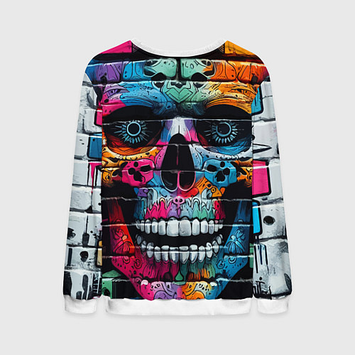 Мужской свитшот Crazy color skull - graffiti / 3D-Белый – фото 2