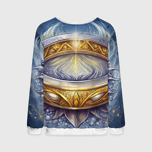 Мужской свитшот Elden Ring лого и волшебное золотое кольцо / 3D-Белый – фото 2