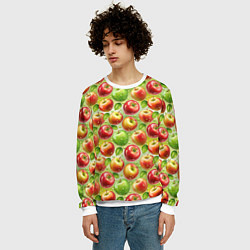 Свитшот мужской Натуральные яблоки паттерн, цвет: 3D-белый — фото 2