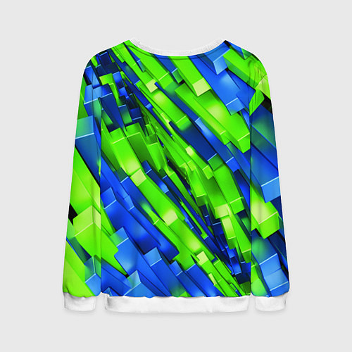 Мужской свитшот Сине-зеленые наклонные блоки / 3D-Белый – фото 2