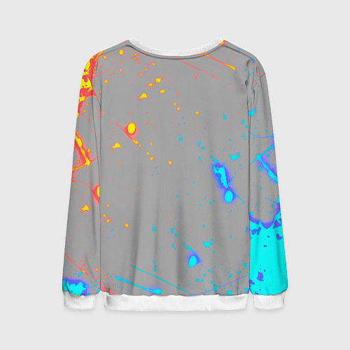 Мужской свитшот Герб рф огонь краски / 3D-Белый – фото 2